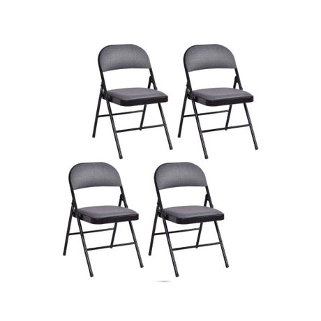 4 Pieces Fabric Upholstered Padded Seat Folding Chairs Seet
