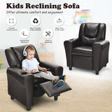 Children PU Leather Recliner Chair with Front Footrest-Brown