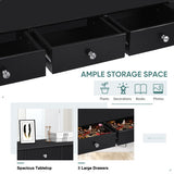 Hall table Side Table w/ 3 Drawers-Black