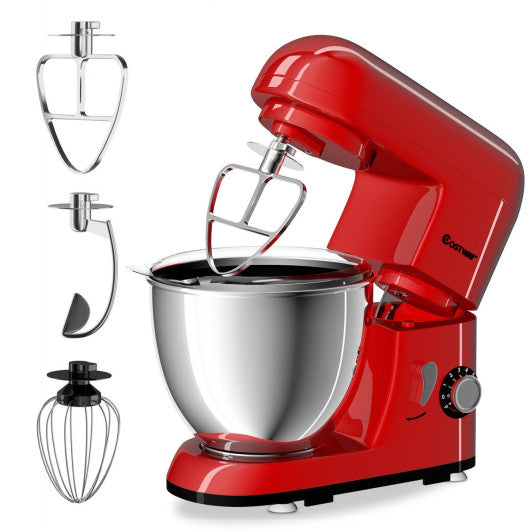 4.3 Qt 550 W Tilt-Head Stainless Steel Bowl Electric Food Stand Mixer-Red