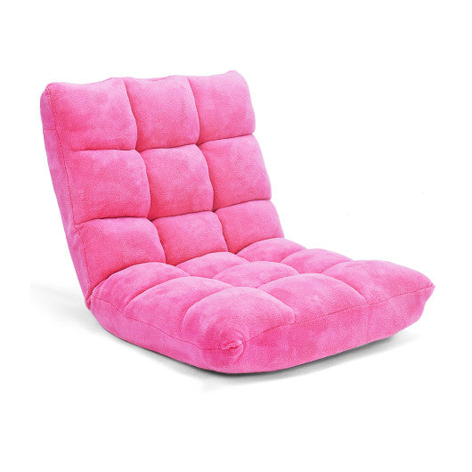 Adjustable 14-position Cushioned Floor Chair-Pink