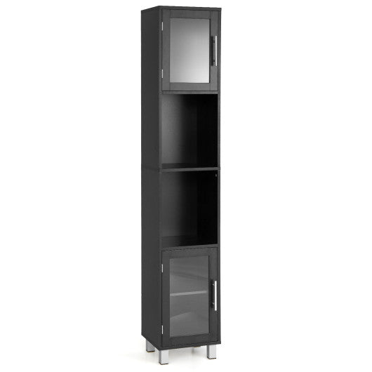 71 Inch Tall Tower Bathroom Storage Cabinet and Organizer Display Shelves for Bedroom-Black