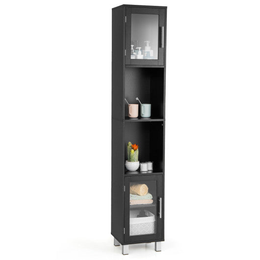 71 Inch Tall Tower Bathroom Storage Cabinet and Organizer Display Shelves for Bedroom-Black