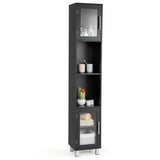 71 Inch Tall Tower Bathroom Storage Cabinet and Organizer Display Shelves for Bedroom-Black