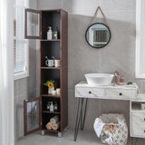 71 Inch Tall Tower Bathroom Storage Cabinet and Organizer Display Shelves for Bedroom-Brown