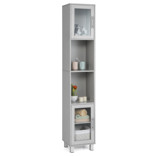 71 Inch Tall Tower Bathroom Storage Cabinet and Organizer Display Shelves for Bedroom-Gray