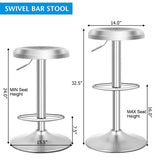 Modern Swivel Adjustable Height Bar Stool with Footrest for Pub Bistro Kitchen Dining