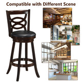 Counter Height Upholstered Espresso Swivel Dining Chair with Cushion Seat-29 Inch