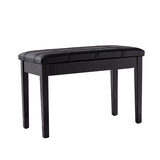 Solid Wood PU Leather Piano Double Duet Keyboard Bench-Black