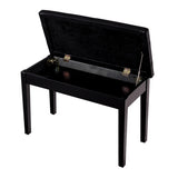 Solid Wood PU Leather Piano Double Duet Keyboard Bench-Black
