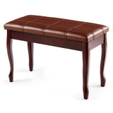 Solid Wood PU Leather Piano Bench with Storage-Brown