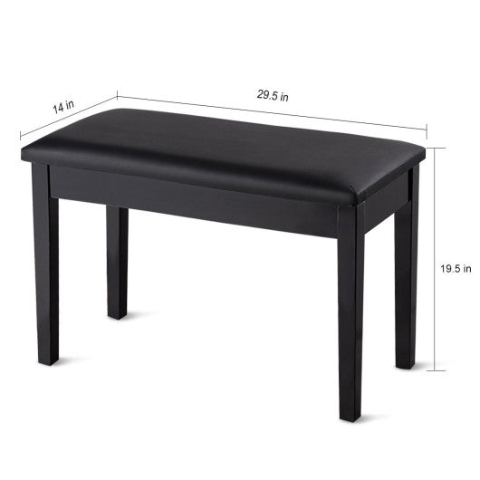 Solid Wood PU Leather Padded Piano Bench Keyboard Seat-Black