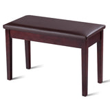 Solid Wood PU Leather Padded Piano Bench Keyboard Seat-Coffee