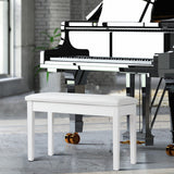Solid Wood PU Leather Padded Piano Bench Keyboard Seat-White
