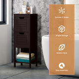 Bathroom Wooden Floor Cabinet Multifunction Storage Rack Stand Organizer-Brown