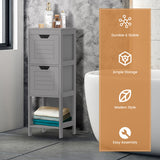 Bathroom Wooden Floor Cabinet Multifunction Storage Rack Stand Organizer-Gray