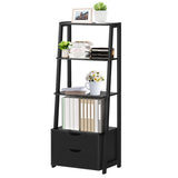 4-Tier Ladder Bookshelf Storage Display with 2 Drawers