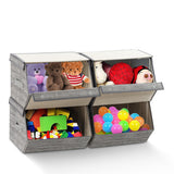 Set of 4 Storage Bins Stackable Cubes with Lid