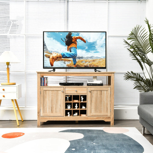 Server Buffet Sideboard With Wine Rack and Open Shelf-Natural