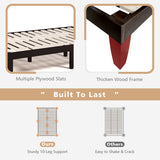 14 Inch Full Size Wood Platform Bed Frame with Wood Slat Support-Brown
