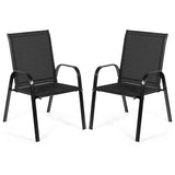 2 Pcs Patio Outdoor Dining Chair with Armrest-Black