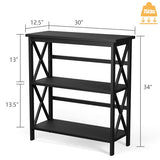 3-Tier Wooden Multi-Functional X-Design Etagere Storage Bookshelf-Black
