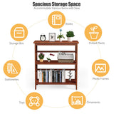 3-Tier Wooden Multi-Functional X-Design Etagere Storage Bookshelf-Natural