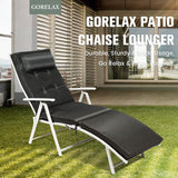 Adjustable Outdoor Lightweight Folding Chaise Lounge Chair with Pillow-Black