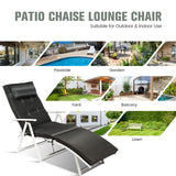 Adjustable Outdoor Lightweight Folding Chaise Lounge Chair with Pillow-Black