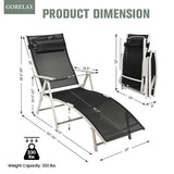 Adjustable Outdoor Lightweight Folding Chaise Lounge Chair with Pillow-Black