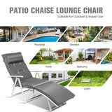 Adjustable Outdoor Lightweight Folding Chaise Lounge Chair with Pillow-Gray