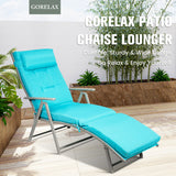 Adjustable Outdoor Lightweight Folding Chaise Lounge Chair with Pillow-Blue