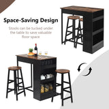 3 Pieces Bar Table Set with Storage