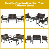 4 Pieces Patio Furniture Conversation Set with Sofa Loveseat