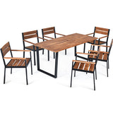 Patented 7 Pieces Patented Outdoor Patio Dining Table Set with Hole