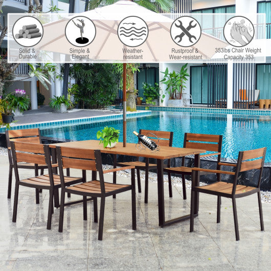 Patented 7 Pieces Patented Outdoor Patio Dining Table Set with Hole