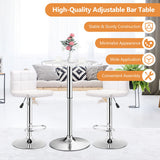 360° Swivel Cocktail Pub Table with Sliver Leg and Base-White