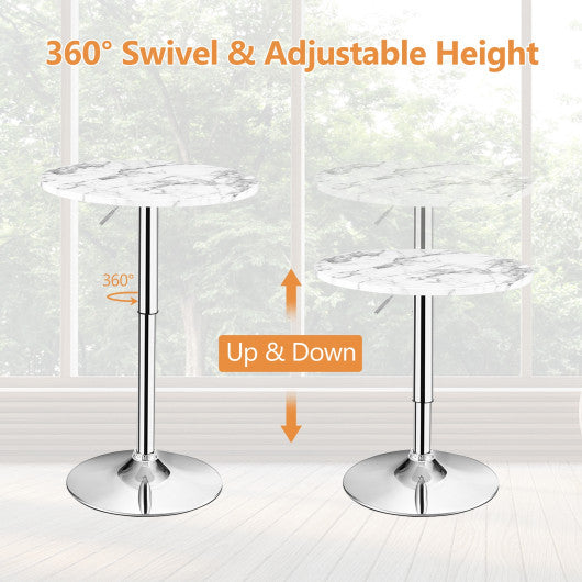 360° Swivel Cocktail Pub Table with Sliver Leg and Base-White