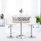 360° Swivel Cocktail Pub Table with Sliver Leg and Base-White