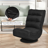 5-Position Folding Floor Gaming Chair-Black