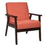 Solid Rubber Wood Fabric Accent Armchair-Orange