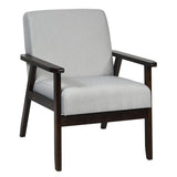 Solid Rubber Wood Fabric Accent Armchair-Light Gray