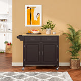 Modern Rolling Kitchen Cart Island with Wooden Top-Brown