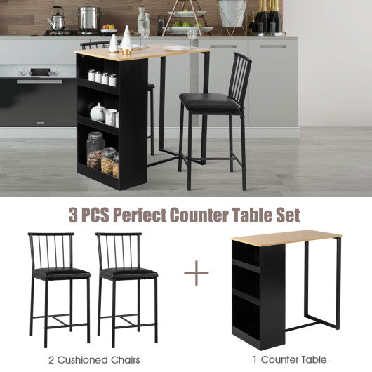 3 Piece Counter Height Pub Dining Set-Natural