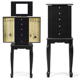 2 Colors Armoire Storage Standing Jewelry Cabinet with Mirror-Black