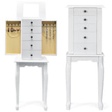 2 Colors Armoire Storage Standing Jewelry Cabinet with Mirror-White