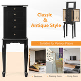 2 Colors Armoire Storage Standing Jewelry Cabinet with Mirror-Black