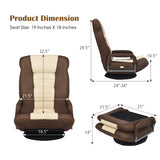 360-Degree Swivel Gaming Floor Chair with Foldable Adjustable Backrest-Brown