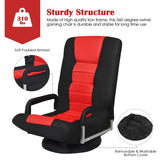360-Degree Swivel Gaming Floor Chair with Foldable Adjustable Backrest-Red