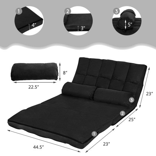 6-Position Foldable Floor Sofa Bed with Detachable Cloth Cover-Black